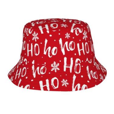 Imagem de Chapéu GTEVUTS Happy Christmas Bucket Happy Christmas Leve Vermelho