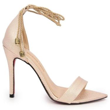 Imagem de Sandália VL Metálica Bico Folha com Corda e Salto Fino 10cm - Vitória 