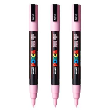 Imagem de posca Marcadores de tinta à base de água PC-3M, ponta fina reversível (0,9-1,3 mm), rosa claro, 3 unidades