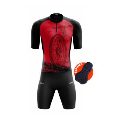 Imagem de Conjunto de Ciclismo Masculino- Camisa Bike Roda Vermelha (PRO) e Berm