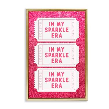 Imagem de Stupell Industries In My Sparkle Era Tickets Arte de parede em tela flutuante emoldurada dourada, design por Lettered and Lined, 78 x 53 cm
