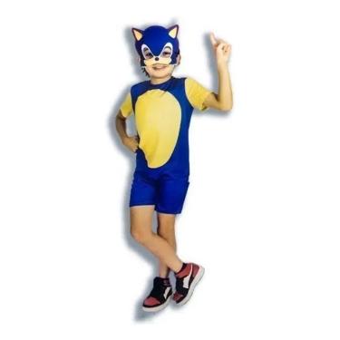 Imagem de Fantasia Sonic Infantil Macacão Curto Pop C/ Máscara Oficial