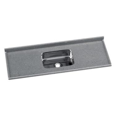 Imagem de Pia de Cozinha Mármore Sintético 150x55cm com Cuba Aço Inox Multimóveis Cr20474 Cinza