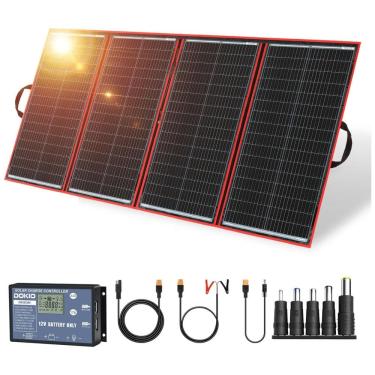 Imagem de DOKIO Painel Solar, portátil dobrável monocristalino com controlador de carga, USB, 300W, 12V, 1 unidade