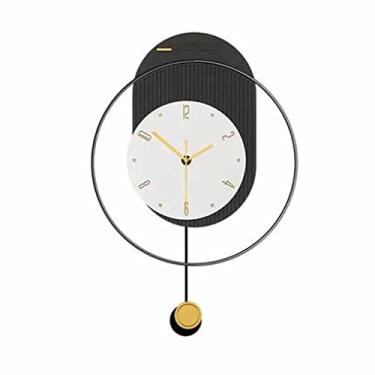 Imagem de XFNVXC Relógio de parede mudo para sala de estar, mecanismo digital, relógio de parede para casa/Svart/59 cm (Svart 59 cm)