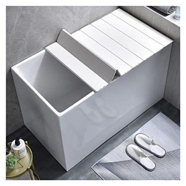 Imagem de Vassoio per Vasca da Bagno Pieghevole Copertura per Vasca da Bagno, Coperture per Vasca em PVC Coperchio per Vasca com Otturatore, Scheda di Stoccaggio per Coperture Antipolvere Isolanti, Ispessita