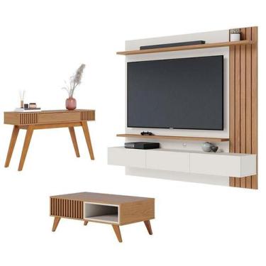 Imagem de Painel para Tv Home Suspenso Juriti 1.8 Off White Matte Freijó com Mes