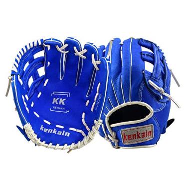 Imagem de Luva de campo de beisebol desportiva, luva de beisebol para adultos e jovens para homens, luvas de beisebol de pele de porco vermelha para interior e exterior