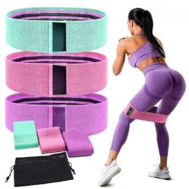 Imagem de kit 3 Faixas Elástica de Resistência para yoga Pilates Treino Academia