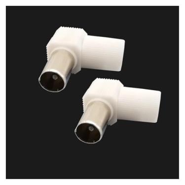 Imagem de 2 peças conector de antena de TV 90 graus ângulo reto sem solda TV macho fêmea RF coaxial TV antena digital adaptador coaxial (2 peças macho)