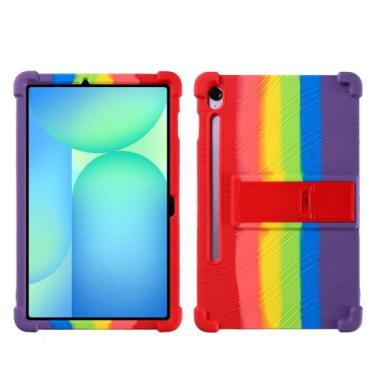 Imagem de QYiiD Capa para Galaxy Tab S10 FE Plus 13,1 polegadas modelo 2025 (SM-X620/X626), capa protetora de silicone leve para crianças, borracha macia à prova de choque, arco-íris