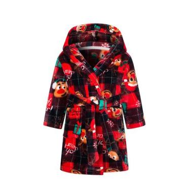 Imagem de Roupão de banho DELEY, roupa de dormir de flanela com capuz para menin