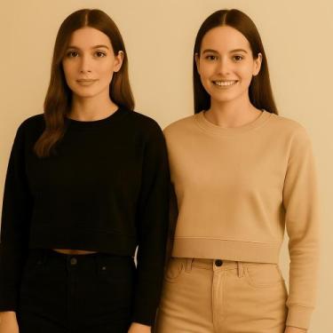 Imagem de Cropped Moletom Feminino -liso Sem Capuz  Conforto e Estilo Diário - T