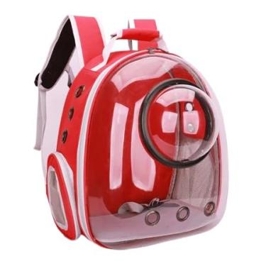 Imagem de Mochila Bolsa para Pet Transparente Visão Panorâmica para Gato Ou Cachorro Para Passeios Ao Parque Ou Visitas Ao Veterinário Bolsa De Transporte Para Gatos Confortável E Leve (WG891 Vermelho)