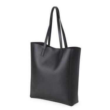 Imagem de Bolsa totebag Preta Espaçosa Ideal para Trabalho, Compras e Viagens - 