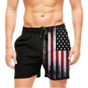 Imagem de Short Praia Shorts Banho Mauricinho Bandeira E.u.a 297 - smoke, Preto,