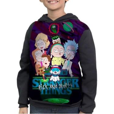 Imagem de Casaco Moletom Infantil Stranger Things Rick And Morty - smoke, Preto,