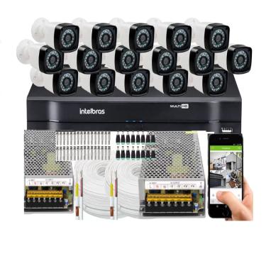 Imagem de Kit Cftv 16 Cameras Segurança  Hd Dvr Intelbras 1116 S/ HD