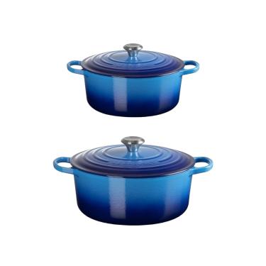 Imagem de KIT LE CREUSET 2 PANELAS REDONDAS EM FERRO FUNDIDO 24 E 26CM AZURE BLUE