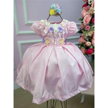 Imagem de Vestido Miss Sweet Jardim Encantado Rosa Bebê - Tecido 100% Poliéster,