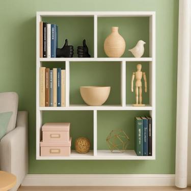 Imagem de Estante Decorativa MDF 70X90X15CM Organizador de Parede para Livros Vasos e Objetos Decorativos sala quarto escritorio