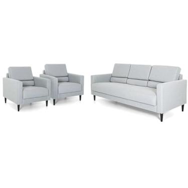 Imagem de Jogo de Sofá 3 Lugares e 2 Poltronas Herval Spirit, Desmontáveis em Cinza