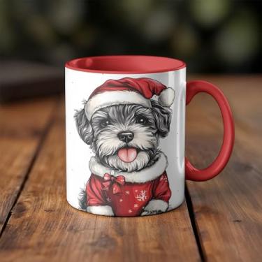 Imagem de Caneca xicara Natal dog cachorro roupa natalina 25EI (branco)