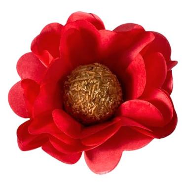 Imagem de 50 Forminhas Flor Doces Finos Super Volume em Papel Especial Tons Vermelho (vermelho)