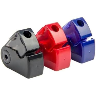 Imagem de Afiador de lápis duplo preto chanfrado duplo multifuncional estojo acessórios papelaria apontador de lápis apontador ferramenta de lápis - furo único