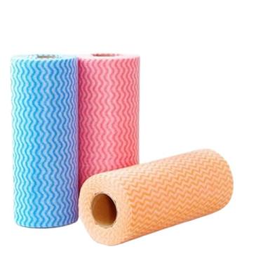 Imagem de Kit 50 Pano de Limpeza Flanela Lavável Reutilizável Secagem Rápida Multiuso Tipo Rolo Com Paninhos Limpa Tudo Cozinha Móveis Vidros(2 Rolos)