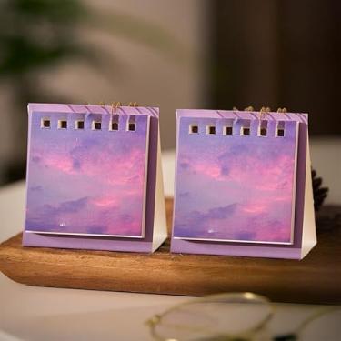 Imagem de 2 peças, mini calendário de mesa 2026, agenda diária rasgável, agenda de mesa, organização diária, lista de tarefas 2026, calendário de bobina para casa (estilo 02)