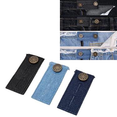 Imagem de Pacote com 3 extensores de cintura ajustáveis com botão de metal durável para calças, ternos, saias, extensores de roupas de ajuste universal