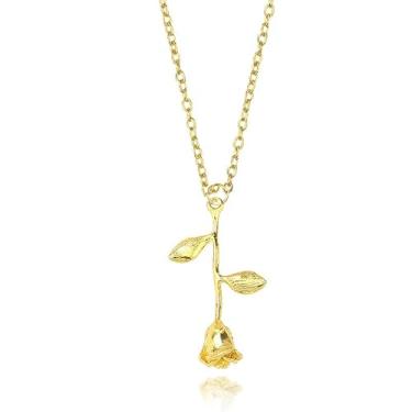 Imagem de Colar feminino com pingente de flor de rosa delicada para presente de dia dos namorados, presente de aniversário para esposa e namorada, One Size, Aço inoxidável, Sem Pedra Preciosa