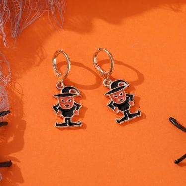 Imagem de Brincos de Halloween para mulheres, teia de aranha, abóbora, fantasma, morcego, brincos pendurados, roupas de Halloween, acessórios de bijuteria de fantasia, 2inch, Aço inoxidável, Sem pedra preciosa