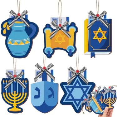 Imagem de Dispowreath 6 peças de porta-cartões de presente de Hanukkah Chanucá de madeira e porta-cartões de presente Menorah Star Dreidel decorações de manga de feriado para Hanukkah suprimentos de feriado