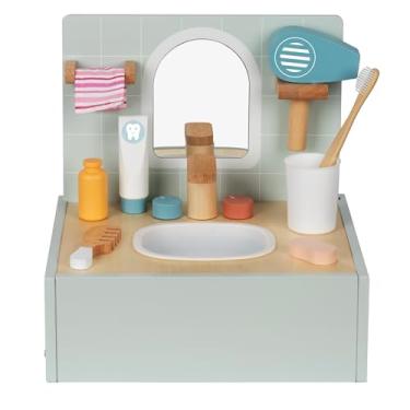 Imagem de Tooky Toy Brinquedo Educativo Madeira Conjunto de Higiene 11 Peças