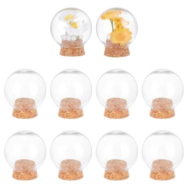 Imagem de NBEADS 10 peças de vitrines decorativas, 4 x 5 cm, cúpula de vidro redonda, cloche de cúpula transparente com base de cortiça para espécimes, plantas, rochas, flores, arte, dispalia
