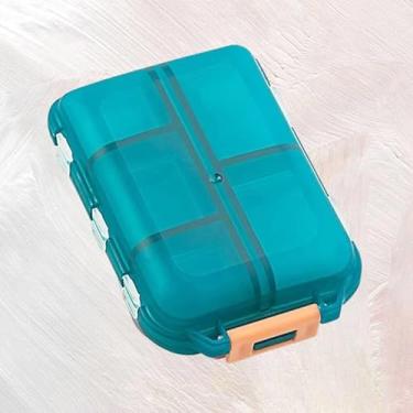Imagem de Caixa de medicamentos de plástico à prova d'água com 10 compartimentos com fivela organizador semanal portátil de medicamentos para viagens e uso doméstico, perfeito para armazenamento e gerenciamento