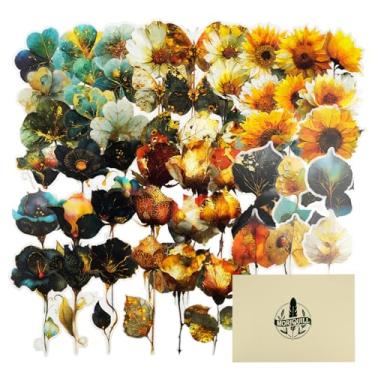 Imagem de Moriquill Conjunto de adesivos de PET botânicos com 60 peças – designs de flores e borboletas à prova d'água para scrapbooking, diário, confecção de cartões, planejadores e artesanato