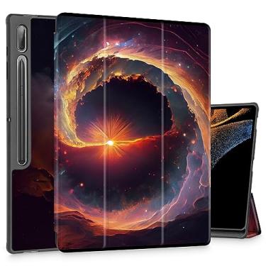Imagem de Tuiklol Capa para tablet Samsung Tab S10 Ultra (versão 2024) / Tab S9 Ultra 14,6 polegadas (versão 2023), suporte para lápis embutido, capa rígida fina com três dobras, suporte para despertar/hibernar