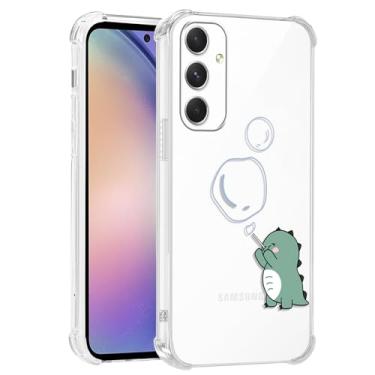 Imagem de Zrutru Capa de telefone transparente de dinossauro fofo para Samsung Galaxy A54 5G 6,4 polegadas, capas de animais de desenho kawaii, capa estética engraçada para mulheres e meninas, capa protetora