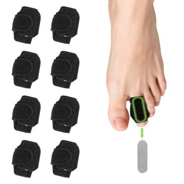 Imagem de 8 Peças de Corretor Dedos em Martelo para Mulheres e Homens, Talas Bandagens para Endireitar os Dedos Tortos, Curvados e Quebrados (Preto)