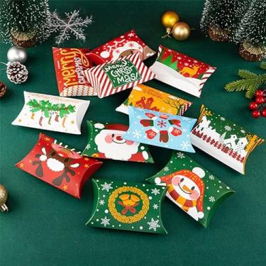Imagem de 10 caixas de doces de Natal, sacos de embalagem de biscoito de chocolate, caixas de presente de Papai Noel, suprimentos de decoração de festa de Natal