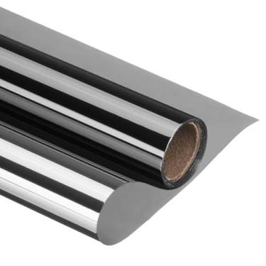 Imagem de PATIKIL Película de privacidade para janela unidirecional 59,9 cm x 6,6 m, película refletiva para janela com bloqueio solar privacidade diurna estática controle de calor espelho matiz de vidro para