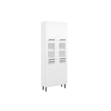 Imagem de Cristaleira De Cozinha Paneleiro Múltipla 6037 Com 6 Portas 2 Com Vidro 70cm Branco Bertolini