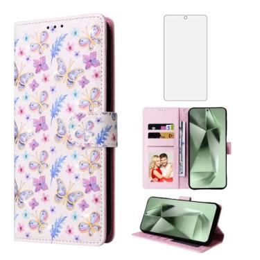 Imagem de Asuwish Capa de telefone para Samsung Galaxy S25 FE 5G carteira celular com protetor de tela de vidro temperado bloqueio RFID porta-cartão flor slot suporte S 25 EF S25FE 25S 25FE mulheres homens