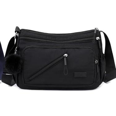 Imagem de Bolsa Feminina Transversal Multifuncional com Vários Bolsos e Pompom (2713 Preto)