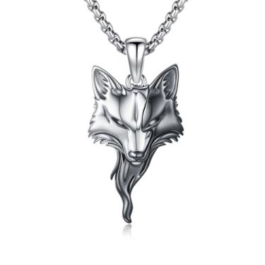 Imagem de PCTJYFU Colar com pingente de raposa Yin Yang em prata esterlina 925 com corrente de aço inoxidável, pingente de animal exclusivo para homens e mulheres