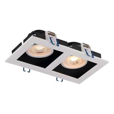 Imagem de Spot Embutir Duplo Recuado Branco Com Preto Quadrado LED Integrado 3000K 10W Bivolt