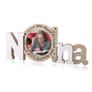 Imagem de YangQian Porta-retrato de madeira Nana 8,5 x 8,5 cm, presentes de Natal para vovó, presentes de Natal de netos, avós, porta-fotos, presente para Gigi Mimi, ideia de presente de aniversário